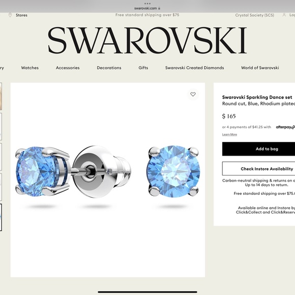 Swarovski Sparkling Dance Set Round, Blue, Rhodium Plated Earring & Necklace - Picture 5 of 5